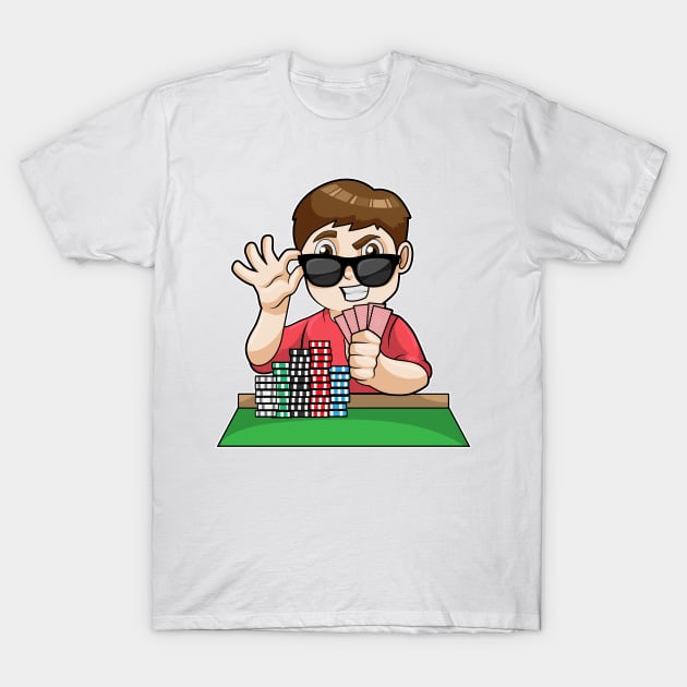 Poker player at Poker with Sunglasses T-Shirt by Markus Schnabel